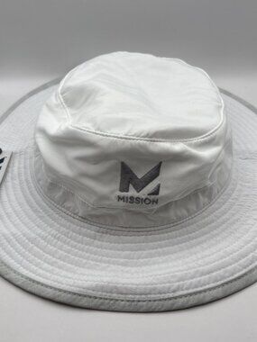 Mission Cooling Wide Brim Hat W/Side Snaps One Size UPF 50+ White One Size NEW
